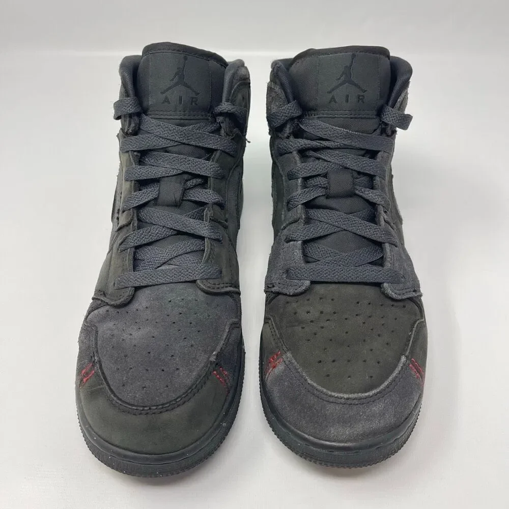 Nike Air Jordan Retro 1 Mid SE Craft All Black Suede FQ7742-001 Youth Size 7